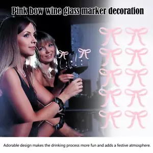 Dije de copa de vino con lazo rosa fiesta boda decoración XHP AUN - Imagen 1 de 14