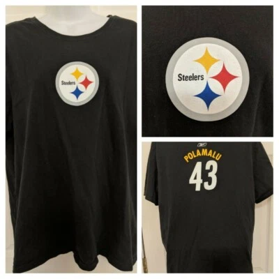 NFL Pittsburgh Steelers Football Polamalu Reebok Black Women's XL Shirt - Image 1 of 4