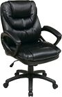 Office Star Faux Leather Manager's Office Chair with Padded Arms - Black