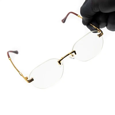 Men's Luxury Clear Lens Round Twist Gold Frame Vintage Fashion Hip Hop Glasses - Image 1 of 4
