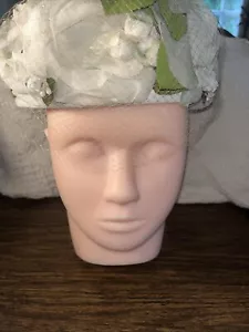 Vintage Women’s Dress Church Hat Easter Floral Veil Netting White - Picture 1 of 15