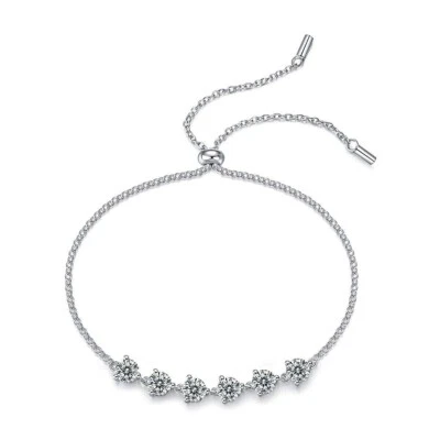 3Ct Round Cut Diamond Lab-Created Women's Bolo Bracelet 14K White Gold Plated - Image 1 of 4