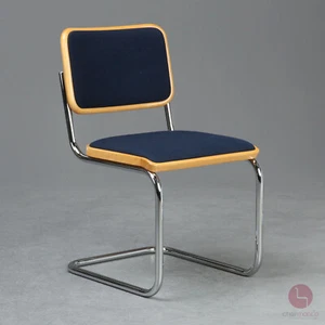 Thonet S32 P Freischwinger Buche Bauhaus Stuhl Vintage chair mit Polster Blau - Bild 1 von 13