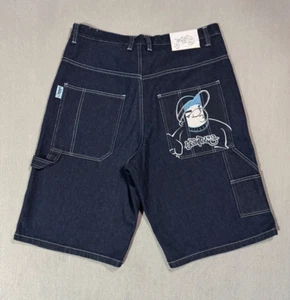 Pantaloncini jeans da falegname Southpole vintage Y2K blu denim larghi hip hop jnco -36 - Foto 1 di 15