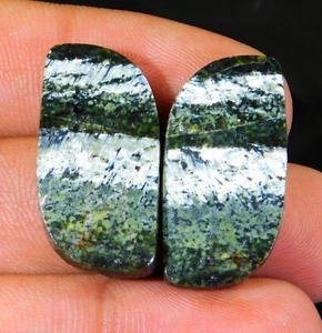 29.CT 100% NATURAL SERPENTINE SWISS OPAL PAIR FANCY CABOCHON GEMSTONE FF=0283 - Picture 1 of 6