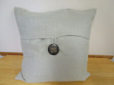 Pottery Barn Hopsack Woven Basketweave Flax Linen Button Accent Throw Pillow