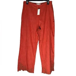 Anthropologie Embroidered Pants Womens Sz 10 Wide Leg Crop High Rise Casual NWT - Picture 1 of 10