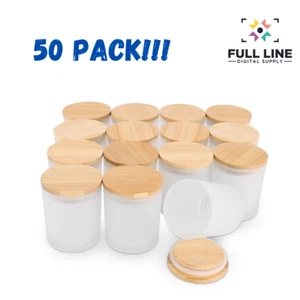 Sublimation Candle Jar with Bamboo Lid 9 oz (50/ct) US Seller - Picture 1 of 3