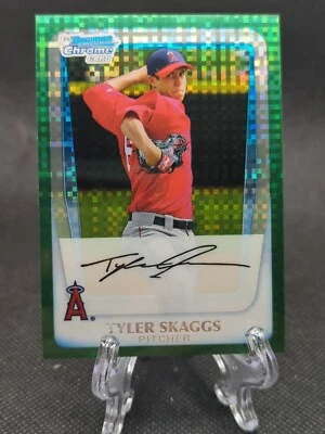 Tarjeta Bowman Chrome Prospects Green X-Fractors 2011 #BCP194 Tyler Skaggs Angels Foto 1 de 2