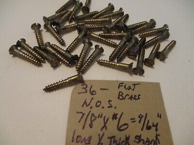 36--vintage Brass Bronze Wood Screws With The Flat Slotted Head, 7/8  Long X #6 • 18.04$