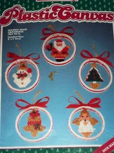 Distlefink Designs Holiday Hoop CHRISTMAS Ornaments Kit SANTA, SNOWMEN, ANGEL... - Picture 1 of 2