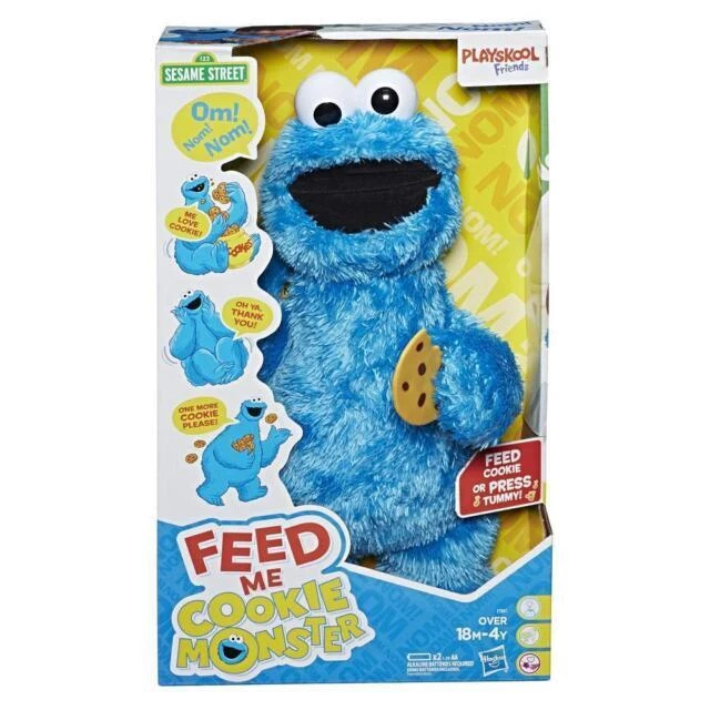 SESAME STREET “Feed Me” Cookie Monster TALKING VIBRATING 13" Plush Hasbro E1961