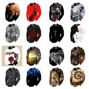 Men Hoodies Pullover Hooded T Shirt Novelty 3D Sweatshirt Ultra Soft LightWeight - Picture 1 of 33