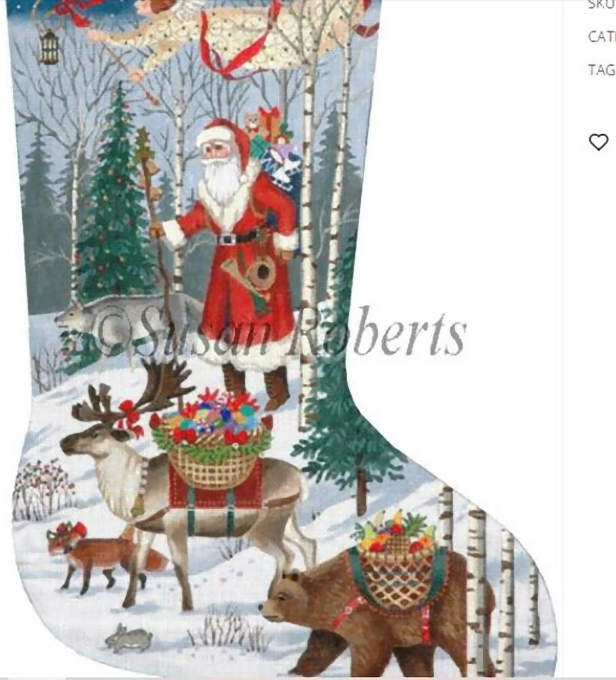 Needlepoint Handpainted Liz Goodrick Dillon Christmas Stocking The Entourage 21" - Image 1 of 1