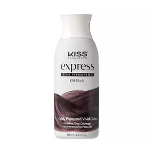 Color de cabello semipermanente Kiss Express 100 ml (3,5 US Fl.Oz) (1 PAQUETE, negro) - Imagen 1 de 5