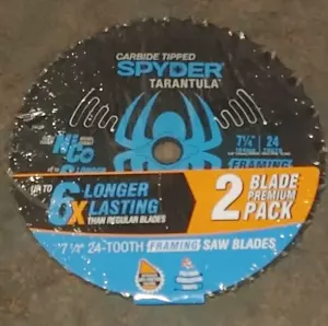 Hoja de marco de sierra circular Spyder tarántula 7-1/4" acero al carburo 24T - paquete de 2 - Imagen 1 de 2
