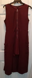 Women Sleeveless V Neck Summer Party Romper Dress Long Size Large Burgundy - Picture 1 of 7
