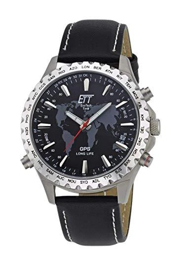 ETT Eco Tech Time GPS Quarzo Fuso Orario Orologio Titanio Analogico con Pelle - Immagine 1 di 1