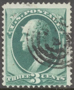 Scott 158, The 3 Cent George Washington Banconota Francobollo del 1873 - Usato - Foto 1 di 1
