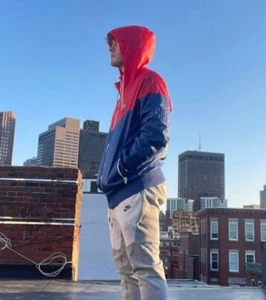 Nike Vintage Rare Windrunner Jacket Hyperfuse Light Nylon Glanz Red Blue Large - Picture 1 of 7