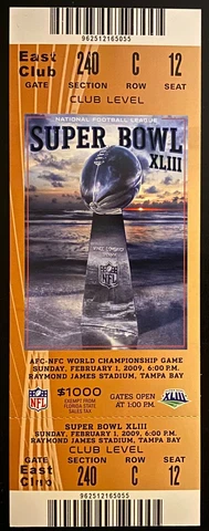 2009 NFL Football Super Bowl XLIII Ticket Pittsburgh Steelers Arizona Cardinals Cover
