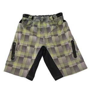 Pantalones cortos de ciclismo de montaña Zoic Ether a cuadros para hombre grandes gris amarillo negro - Imagen 1 de 14