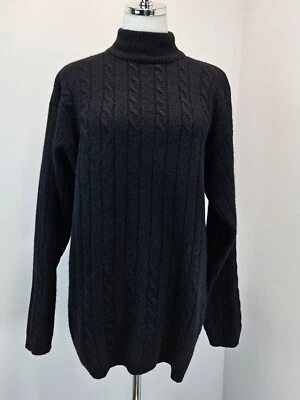 The Limited 复古羊羔毛安哥拉电缆针织黑色毛衣女式大号 — 第 1/4 张图片