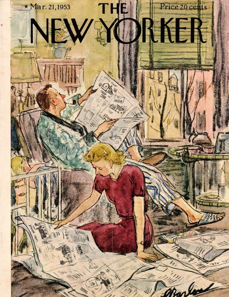 1953 New Yorker March 21 - Real Estate ads on Sunday morning Original cover only Foto 1 de 1