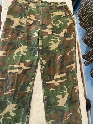 Vintage Ranger Camo Hunting Pants USA Made 100% Cotton Woodland Pattern Size L  - Image 1 of 4