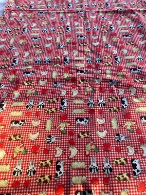 Concord Fabrics Farm Animals & Appletrs Checkered Cotton Fabric by the Half Yard - Image 1 of 4