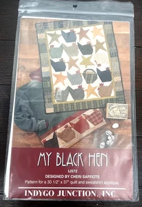 My Black Hen Indygo Junction Quilt Sweatshirt Applique Chicken Cheri Saffiote - Picture 1 of 3