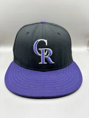 Colorado Rockies Hat Cap Fitted Sz 7 1/8 New Era 59fifty Black Purple MLB - Image 1 of 4