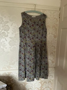 Sea salt 100% Cotton Grey Wine Yellow Floral Sleeveless Dress Midi Length 16 - Picture 1 of 11