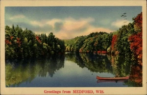 Greetings from Medford,Postal Cancel 1941,WI Taylor County Wisconsin Postcard - Picture 1 of 2