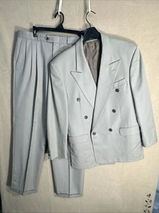 Tuta Bigsby & Kruthers 40R Osso Grigio Pallido Doppiopetto 2 Pezzi 6 Bottoni Lana - Foto 1 di 19