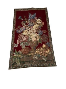 Vertikaler viktorianischer Wandteppich Wandbehang Blumen Wandkunstwerk 40,5 H x 24,5 - Bild 1 von 7