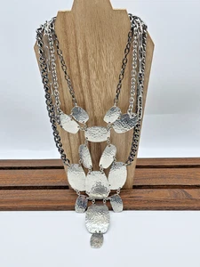 Chico’s 4 Strang Silber Rotguss Kette Statement Halskette gehämmert Latz Design 17 - Bild 1 von 11