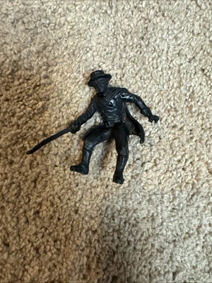 "FIGURA DE PLÁSTICO NEGRO DE 2"" DE ALTO JUGUETE ZORRO WALT DISNEY PRODUCTIONS VINTAGE AÑOS 50" Foto 1 de 4