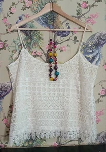 Vintage style cream floral & geometric lace occasion top size 12 - 14 H&M - Picture 1 of 6