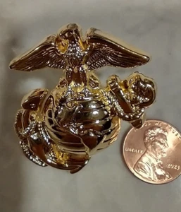 USMC Marine Corps Gold color Emblem with screw on back - Picture 1 of 2