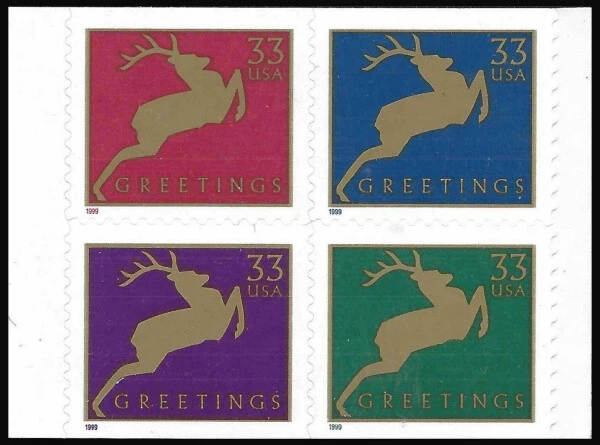 MALACK 3367a, 33c X - Mas Deer,  Booklet Pane of 4 bp3367a - Image 1 of 1