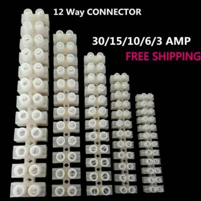 1-5PCS 12 Position 3-30AMP Dual Row Terminal Strip Screw Terminal Barrier Block - Image 1 of 3