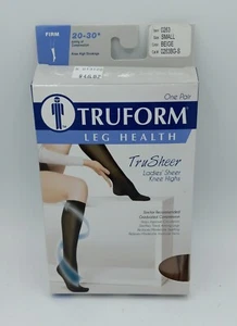 Truform Firm Beige TruSheer Knee Highs 20-30 Compression Stocking Small NEW - Picture 1 of 5