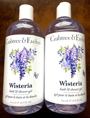 X2 CRABTREE & EVELYN - WISTERIA - BATH AND SHOWER GEL 16.9 OZ BODY WASH - Image 1 of 2