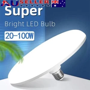 Cold White E27 LED Bulb 20-100W UFO Lamp for Home Kitchen Bedroom Garage - Picture 1 of 19