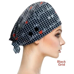 Work Cap Medical Chef Painter Unisex Polyester OSFM “Black Grid” - Picture 1 of 7