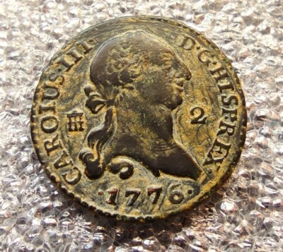 1776 Carolus III 2 Maravedis  Spanish colonial era Segovia mint Beautiful colour - Image 1 of 2