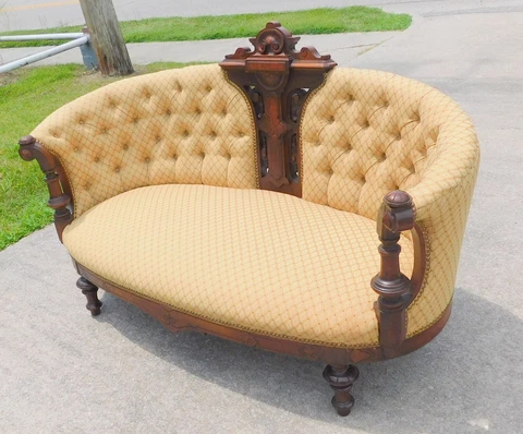 Walnut Victorian Love Seat Settee Cover