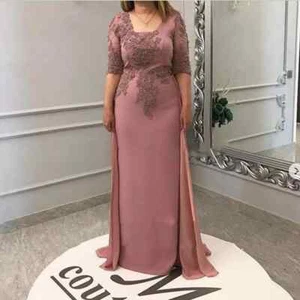 Mother of the Bride Groom Dresses Chiffon Half Sleeve Guest Formal Prom Gown - Picture 1 of 10