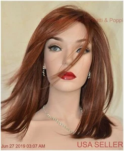"LAINE" RENE OF PARIS WIG  *CHESTNUT* SLINKY  HOT MEDIUM BOB SIDE BANGS - Picture 1 of 12